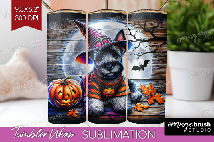 Scottish Terrier Dog Tumbler Wrap Halloween Tumbler PNG