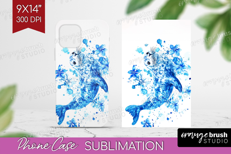 Seal Floral Phone Case PNG Blue Flowers Case PNG Sublimation