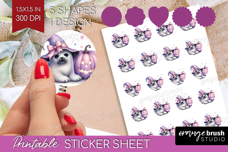 Seal Halloween Round Sticker Coquette Printable Sticker