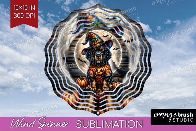 Setter Dog Wind Spinner Sublimation PNG Halloween Round