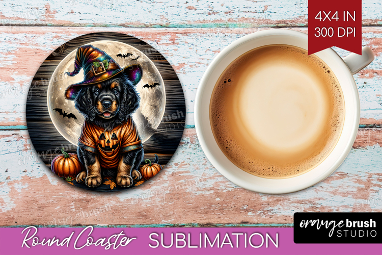 Setter Dog Round Coaster Halloween Coaster PNG Sublimation