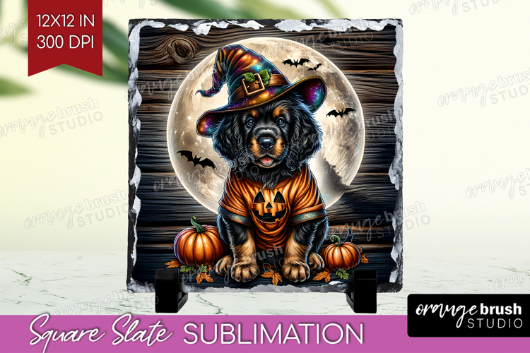 Setter Dog Slate PNG Halloween Square Slate Sublimation