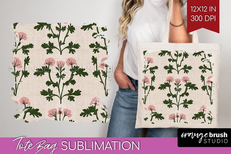 Vintage Flowers Tote Bag - Floral Tote Bag PNG Sublimation