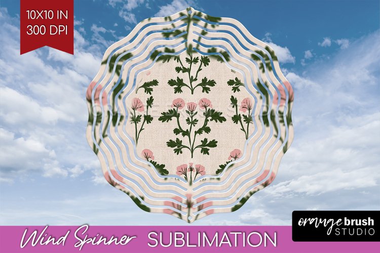Vintage Flowers Wind Spinner Sublimation PNG - Floral Round