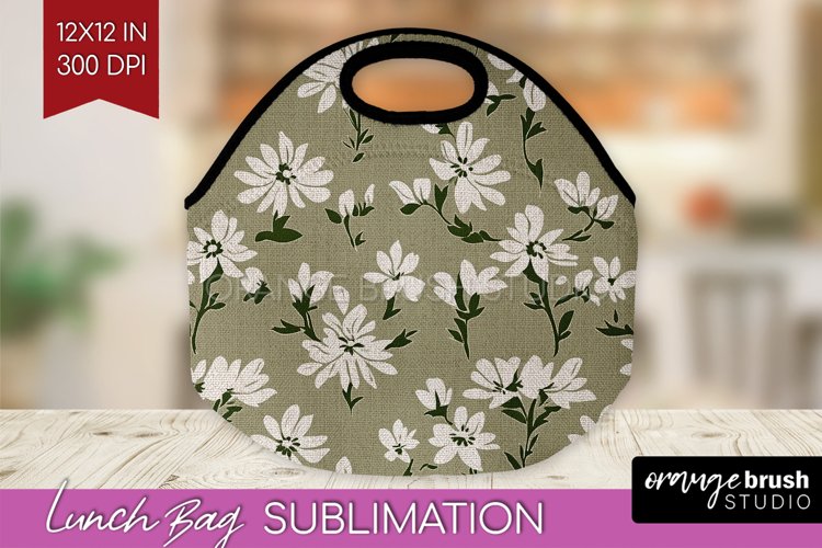 Vintage Flowers Lunch Bag - Floral Lunch Bug PNG Sublimation