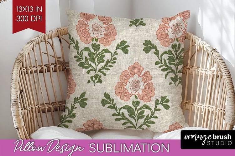 Vintage Flowers Pillow Sublimation - Floral Pillow Cover PNG