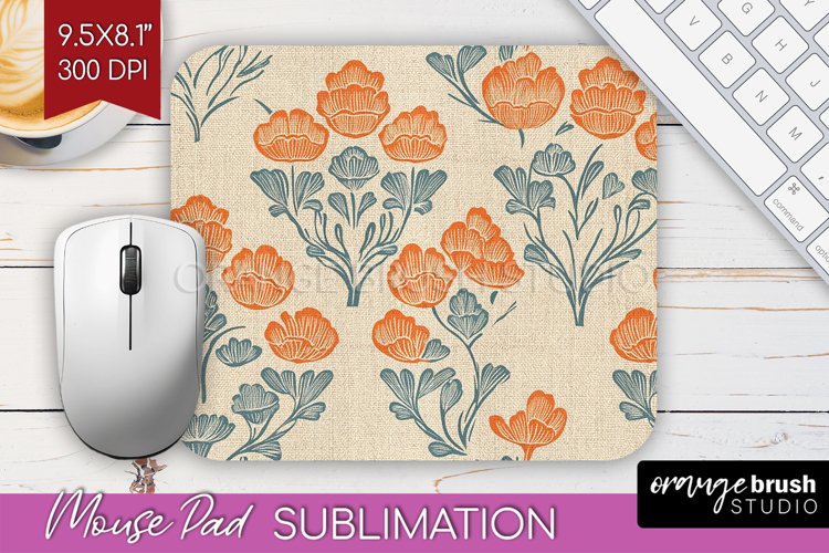 Vintage Flowers Mouse Pad Sublimation - Floral Mousepad PNG