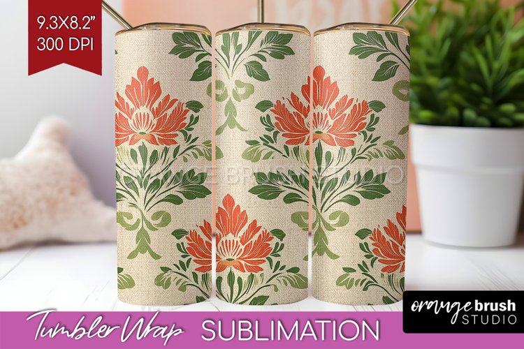 Vintage Flowers Tumbler Wrap - Floral Tumbler PNG