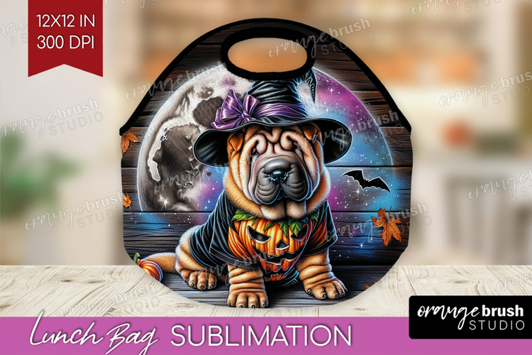 Shar Pei Dog Lunch Bag Halloween Lunch Bug PNG Sublimation