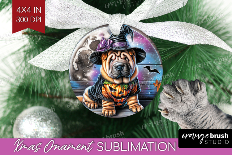 Shar Pei Dog Ornament PNG Halloween PNG Sublimation