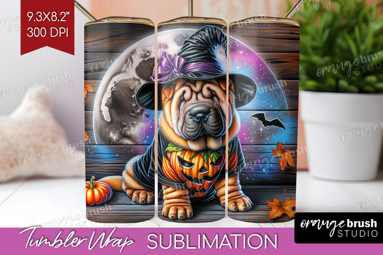 Shar Pei Dog Tumbler Wrap Halloween Tumbler PNG Sublimation