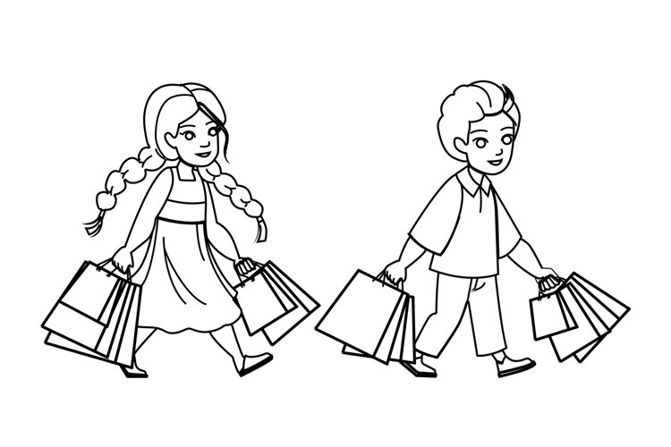 shopping kid vector