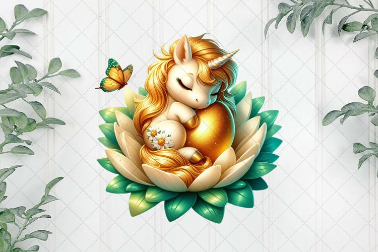Sleeping Baby Unicorn Clipart example image 1