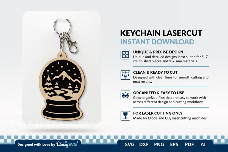 Winter Snow Globe Keychain Laser Cut example image 1
