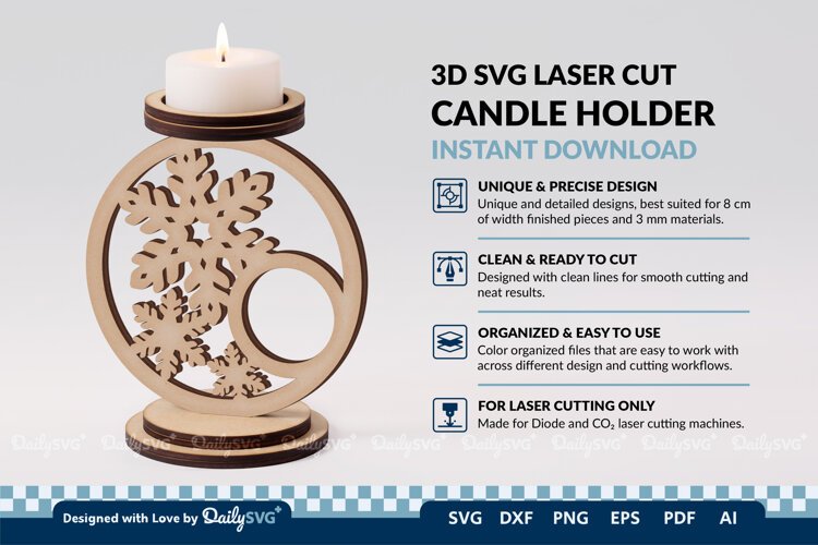 Snowflake Candle Holder SVG example image 1