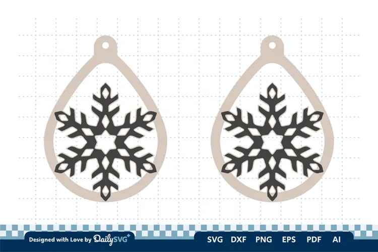 Snowflake Teardrop Earring SVG | Winter Jewelry Cut File