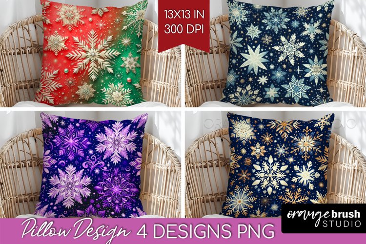 Snowflakes Pillow Sublimation - Christmas Pillow Cover PNG
