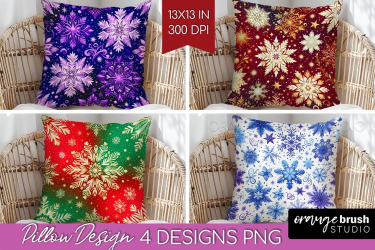 Snowflakes Pillow Sublimation - Christmas Pillow Cover PNG