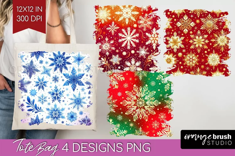 Snowflakes Tote Bag - Christmas Tote Bag PNG Sublimation