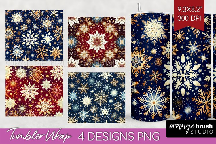 Snowflakes Tumbler Wrap - Christmas Tumbler PNG Sublimation