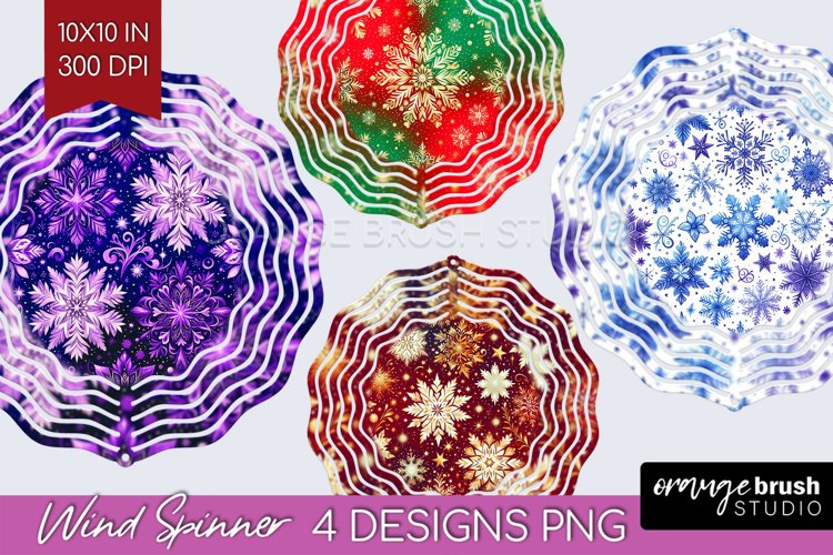 Snowflakes Wind Spinner Sublimation PNG - Christmas Round