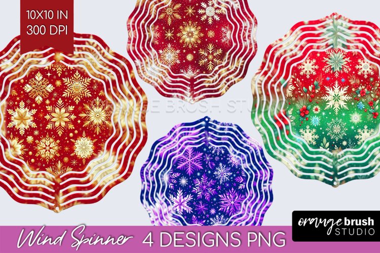 Snowflakes Wind Spinner Sublimation PNG - Christmas Round