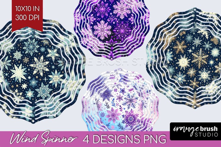 Snowflakes Wind Spinner Sublimation PNG - Christmas Round