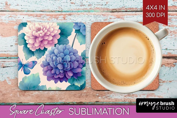 Spring Blossom Square Coaster - Flowers Coaster PNG