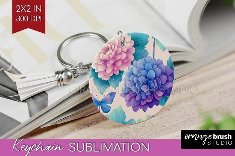 Spring Blossom Keychain PNG - Flowers Keychain Sublimation