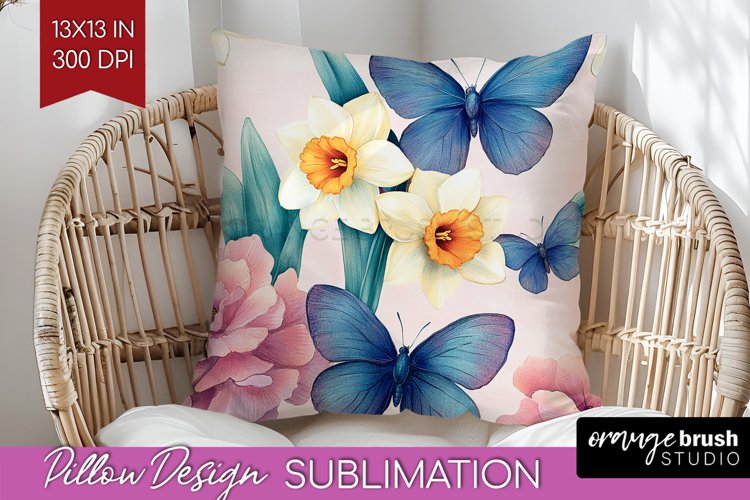 Spring Blossom Pillow Sublimation - Flowers Pillow Cover PNG example image 1