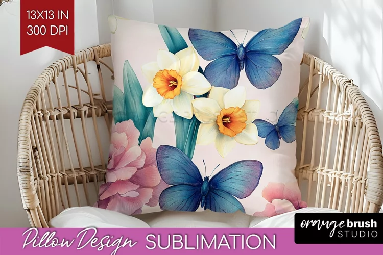 Spring Blossom Pillow Sublimation - Flowers Pillow Cover PNG