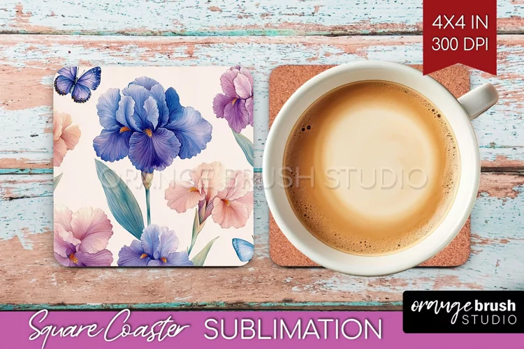 Spring Blossom Square Coaster - Flowers Coaster PNG