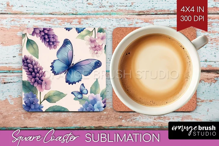 Spring Blossom Square Coaster - Flowers Coaster PNG