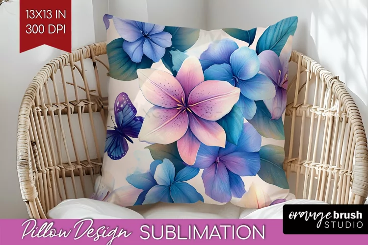 Spring Blossom Pillow Sublimation - Flowers Pillow Cover PNG