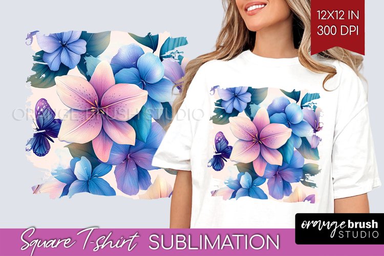 Spring Blossom Square Tshirt Background - Flowers PNG
