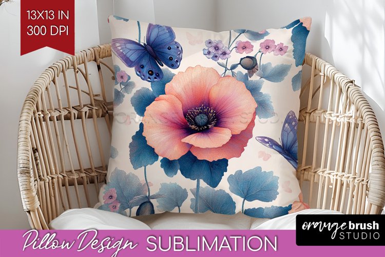 Spring Blossom Pillow Sublimation - Flowers Pillow Cover PNG example image 1