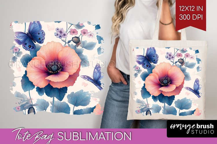 Spring Blossom Tote Bag - Flowers Tote Bag PNG Sublimation