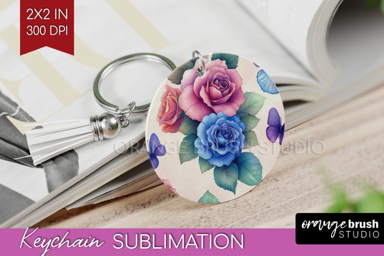 Spring Blossom Keychain PNG - Flowers Keychain Sublimation