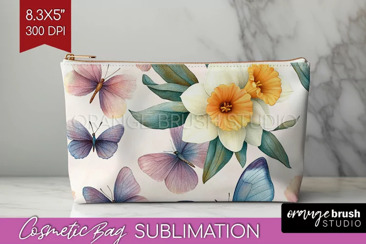 Spring Blossom Cosmetic Bag - Flowers Makeup Bag PNG