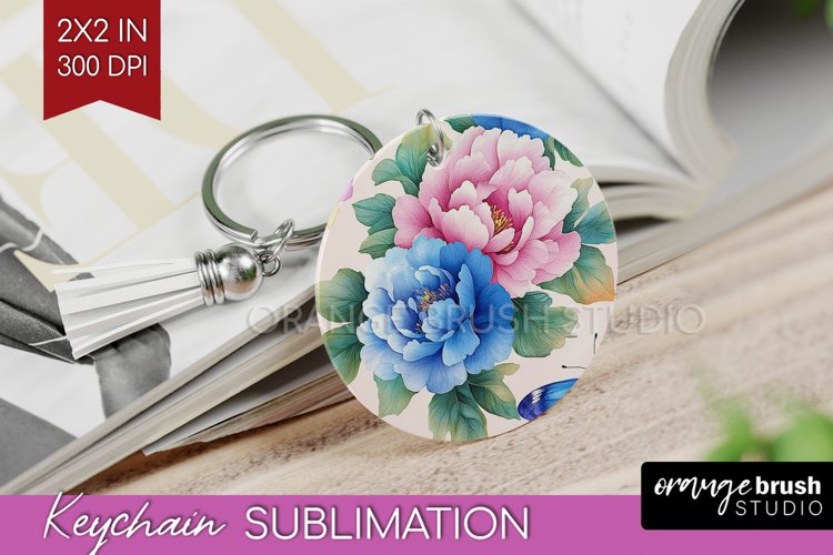 Spring Blossom Keychain PNG - Flowers Keychain Sublimation
