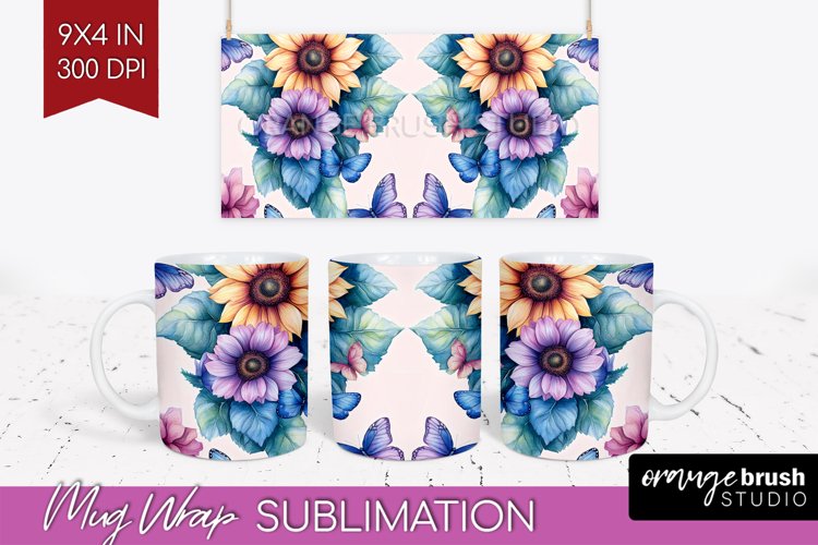 Spring Blossom Mug Wrap - Flowers Mug PNG Sublimation