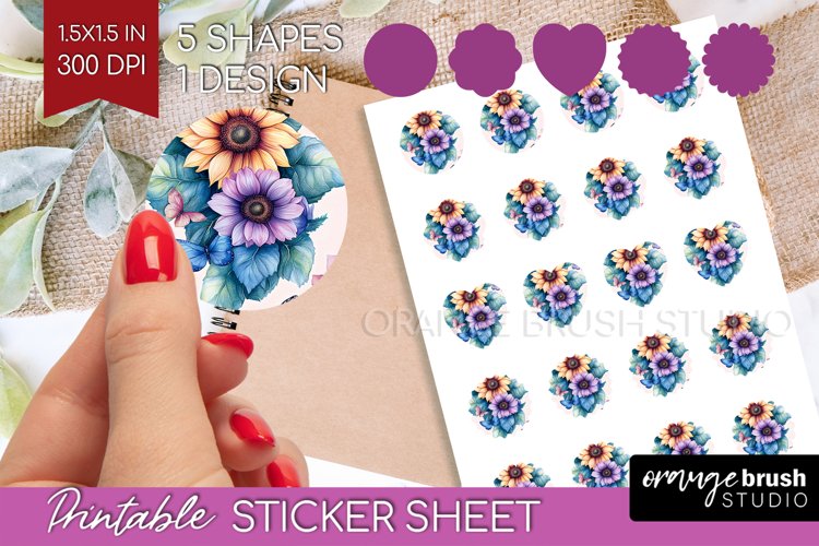 Spring Blossom Round Sticker - Flowers Printable Sticker example image 1