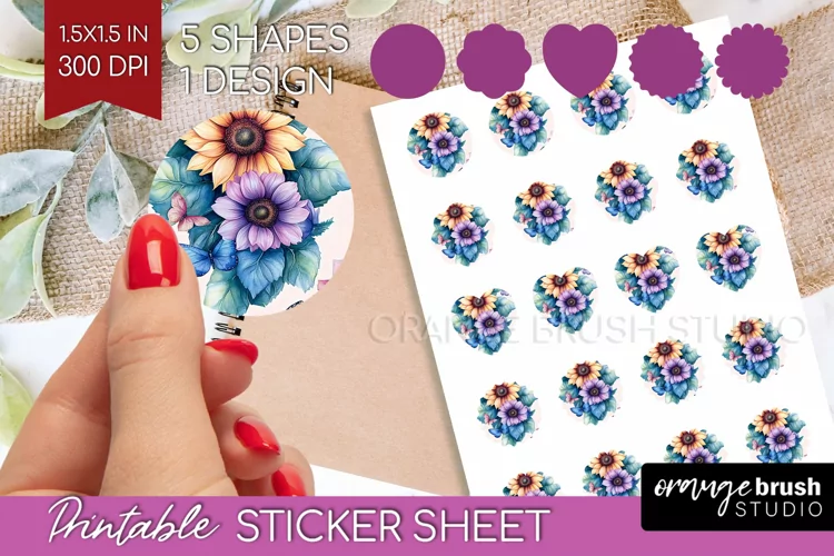 Spring Blossom Round Sticker - Flowers Printable Sticker