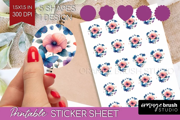 Spring Blossom Round Sticker - Flowers Printable Sticker