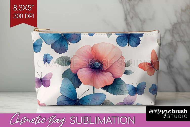 Spring Blossom Cosmetic Bag - Flowers Makeup Bag PNG
