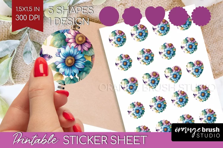 Spring Blossom Round Sticker - Flowers Printable Sticker