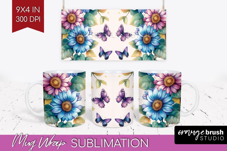 Spring Blossom Mug Wrap - Flowers Mug PNG Sublimation