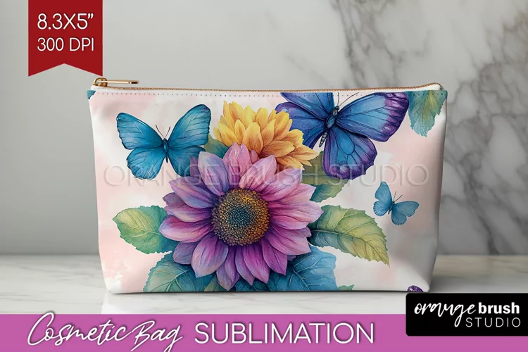 Spring Blossom Cosmetic Bag - Flowers Makeup Bag PNG