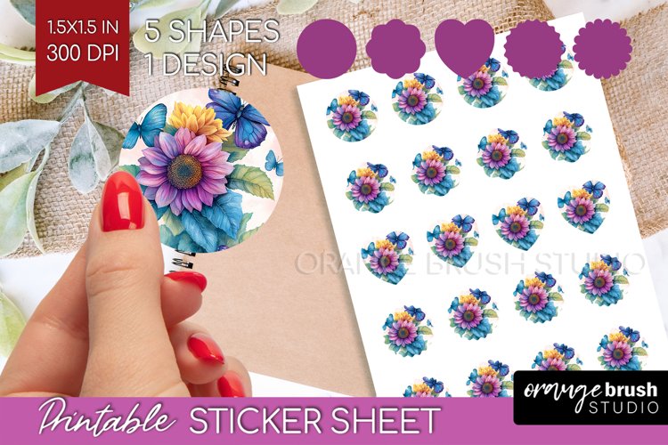 Spring Blossom Round Sticker - Flowers Printable Sticker example image 1