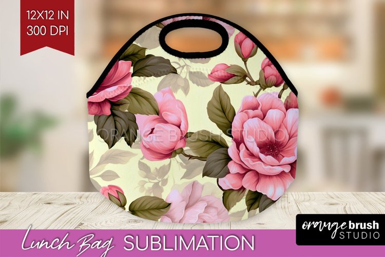 Spring Flowers Lunch Bag - Floral Lunch Bug PNG Sublimation